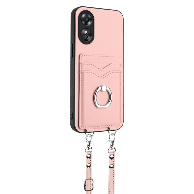 For OPPO A17 Global R20 Crossbody Rope Ring Card Holder Phone Case
