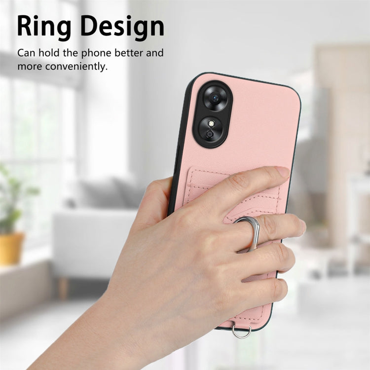 For OPPO A17 Global R20 Crossbody Rope Ring Card Holder Phone Case
