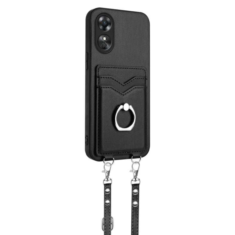 For OPPO A17 Global R20 Crossbody Rope Ring Card Holder Phone Case