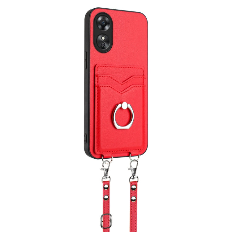 For OPPO A17 Global R20 Crossbody Rope Ring Card Holder Phone Case