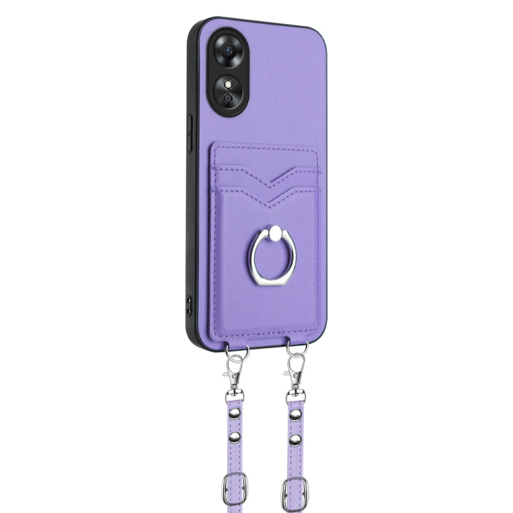 For OPPO A17 Global R20 Crossbody Rope Ring Card Holder Phone Case