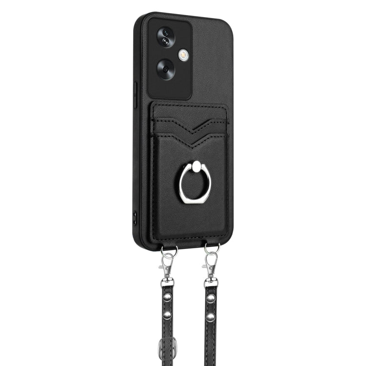 For OPPO A79 5G Global R20 Crossbody Rope Ring Card Holder Phone Case