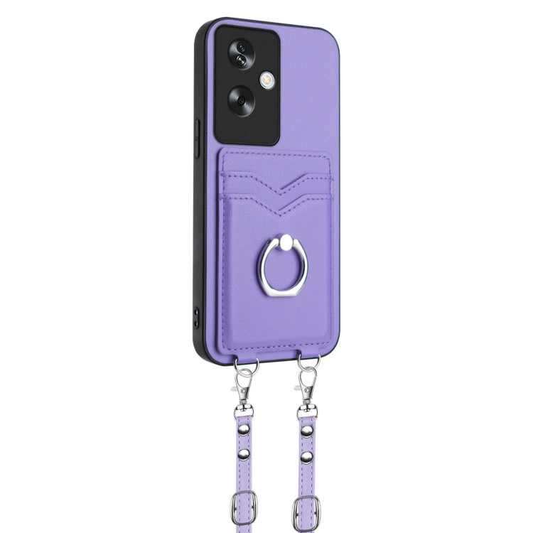 For OPPO A79 5G Global R20 Crossbody Rope Ring Card Holder Phone Case
