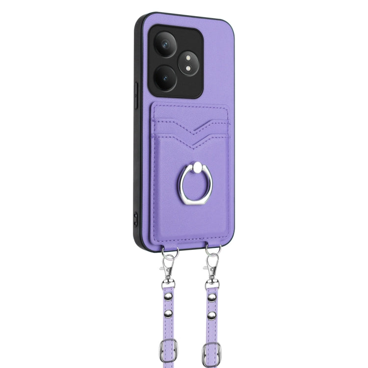 For Realme GT Neo6 SE R20 Crossbody Rope Ring Card Holder Phone Case