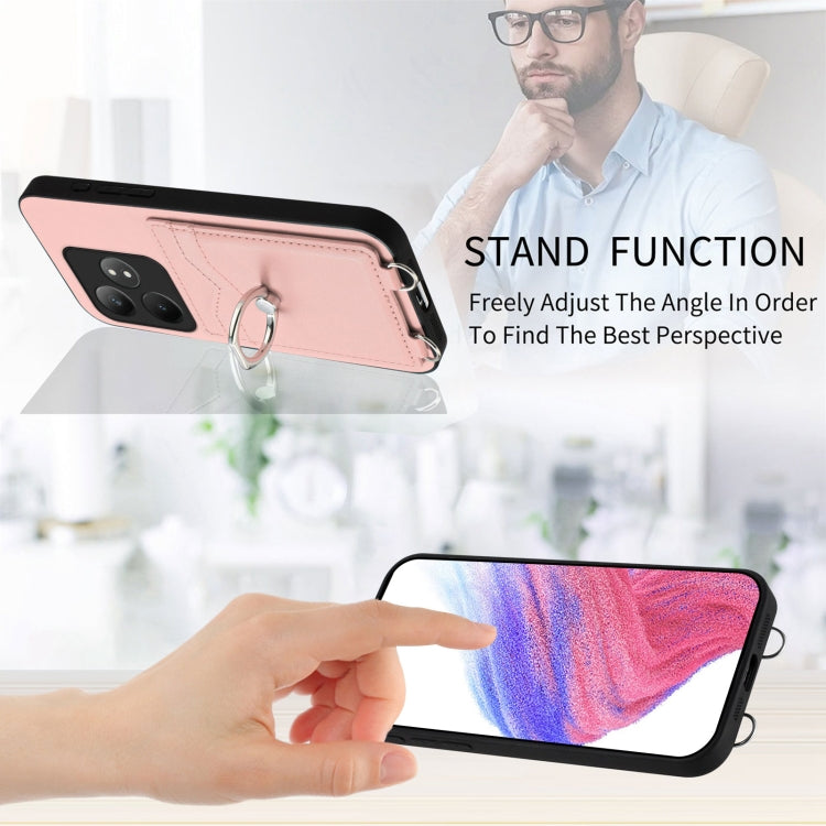 For Realme GT Neo6 / GT 6T 5G R20 Crossbody Rope Ring Card Holder Phone Case