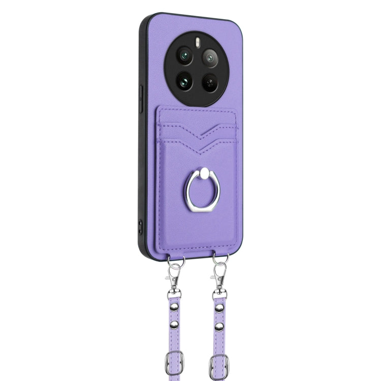 For Realme 12 Pro / 12 Pro+ R20 Crossbody Rope Ring Card Holder Phone Case