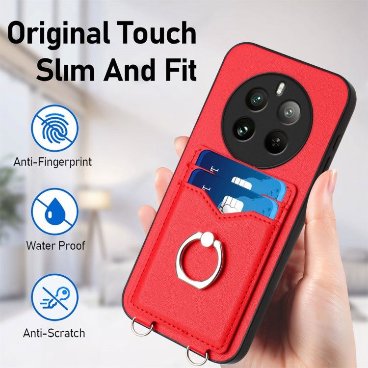 For Realme 12+ 5G India / P1 5G India R20 Crossbody Rope Ring Card Holder Phone Case