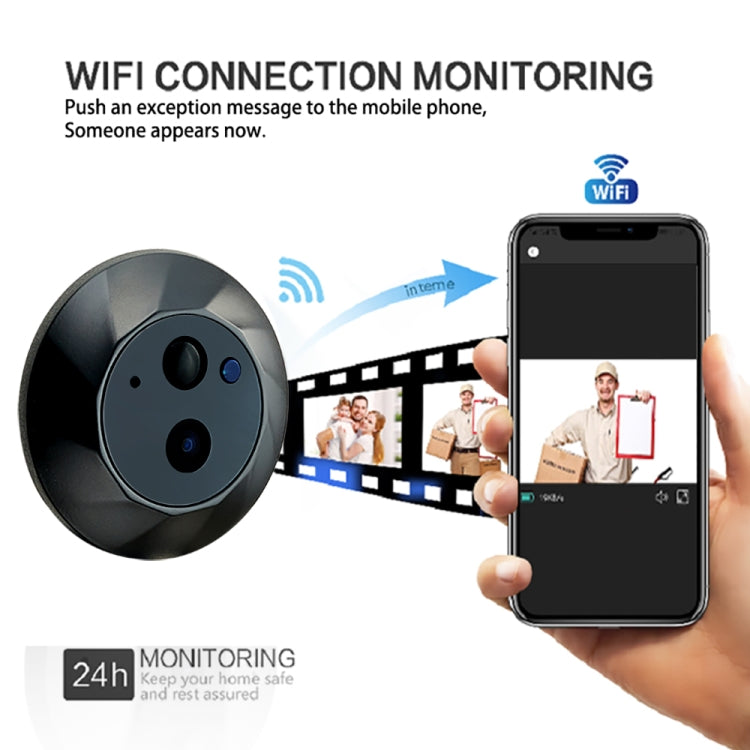 SY-35 4.3 inch Color Screen Graffiti Hidden 1080P WiFi Smart Cat Eye Video Doorbell - Black