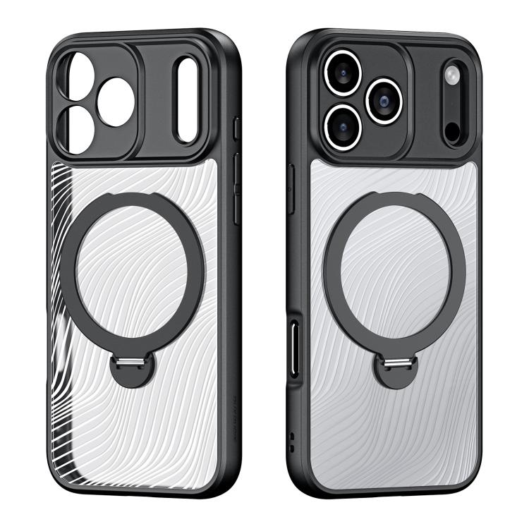 For iPhone 17 Pro DUX DUCIS Aimo Mag Series MagSafe Ring Holder Frosted Phone Case - Black