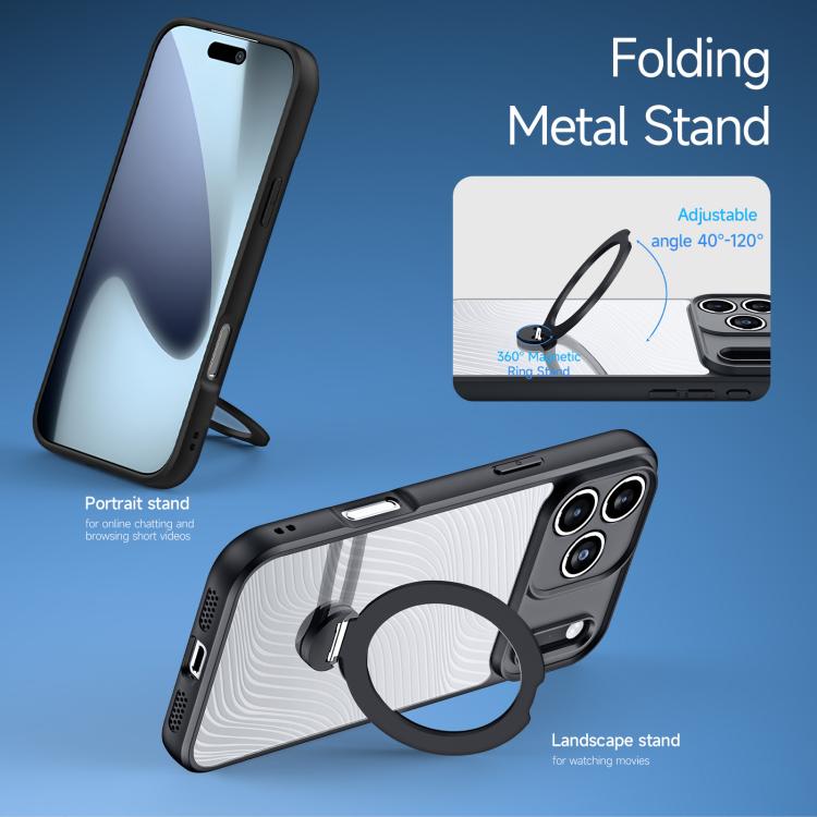 For iPhone 17 Pro DUX DUCIS Aimo Mag Series MagSafe Ring Holder Frosted Phone Case - Black