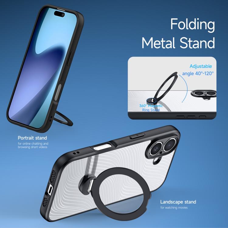 For iPhone 17 DUX DUCIS Aimo Mag Series MagSafe Ring Holder Frosted Phone Case - Black