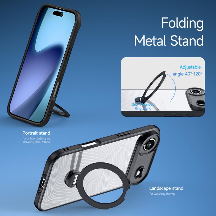 For iPhone Air DUX DUCIS Aimo Mag Series MagSafe Ring Holder Frosted Phone Case - Black