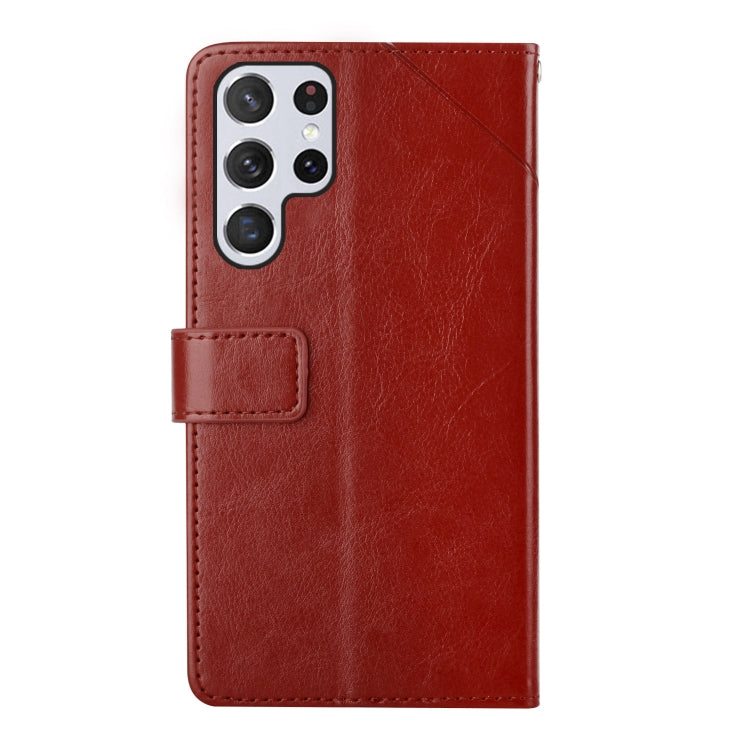For Samsung Galaxy S25 Ultra 5G Y-shaped Pattern Flip Leather Phone Case