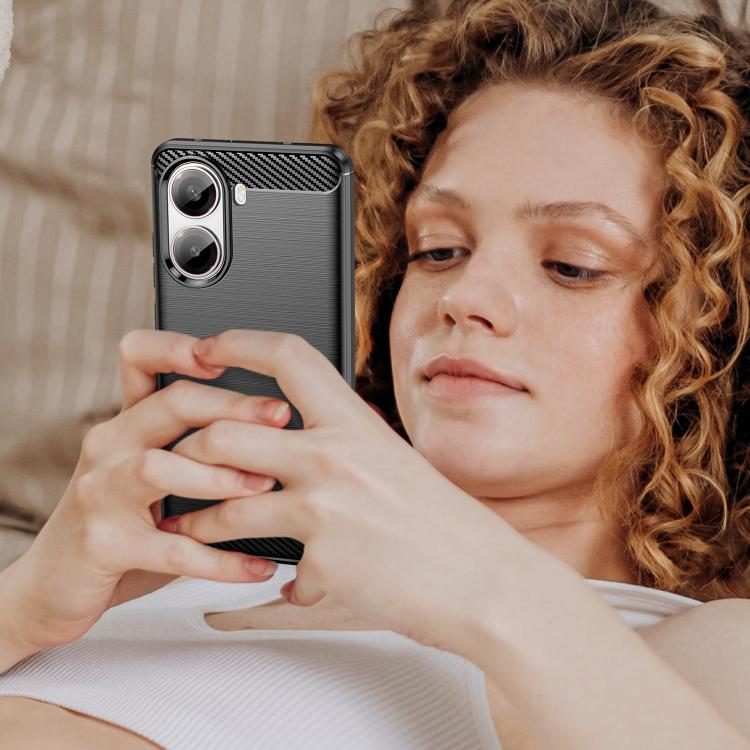For Xiaomi Poco X7 Pro Carbon Fiber Brushed Texture TPU Phone Case