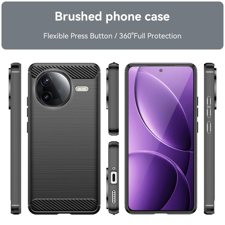 For Xiaomi Poco F7 Pro Carbon Fiber Brushed Texture TPU Phone Case