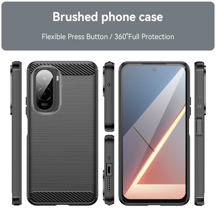 For Xiaomi Poco M7 4G 169mm Carbon Fiber Brushed Texture TPU Phone Case