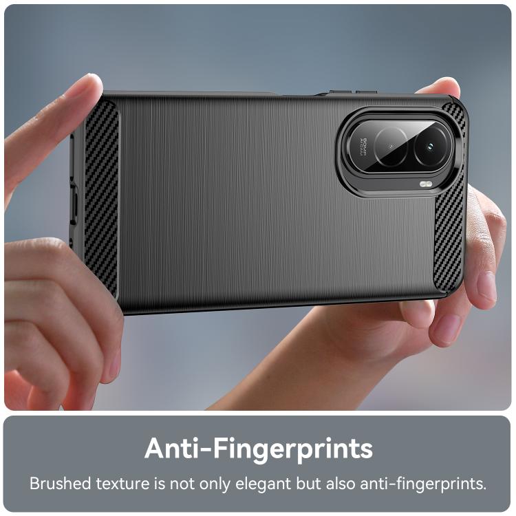 For Xiaomi Poco M7 Plus 5G Carbon Fiber Brushed Texture TPU Phone Case