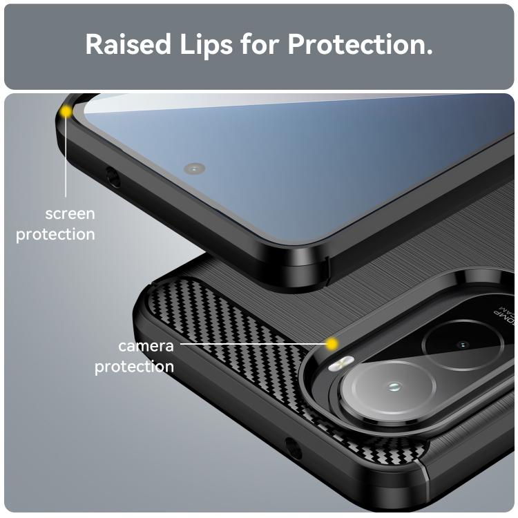 For Xiaomi Poco M7 Plus 5G Carbon Fiber Brushed Texture TPU Phone Case