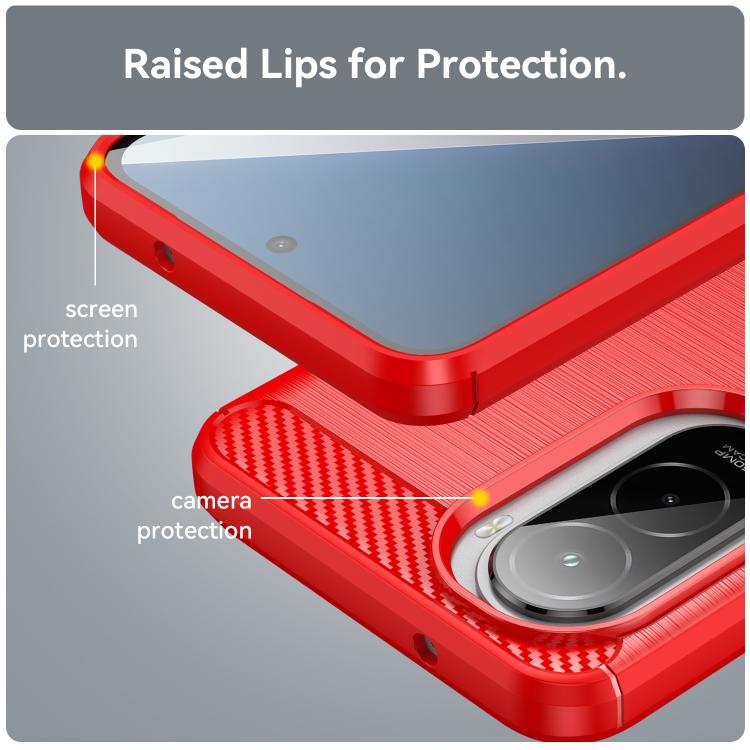 For Xiaomi Poco M7 Plus 5G Carbon Fiber Brushed Texture TPU Phone Case