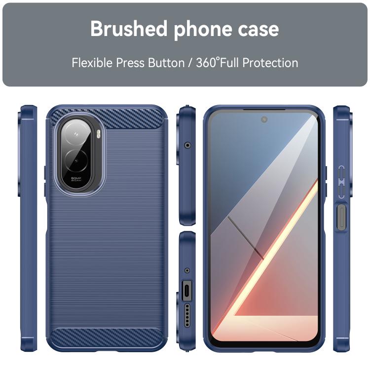 For Xiaomi Poco M7 Plus 5G Carbon Fiber Brushed Texture TPU Phone Case