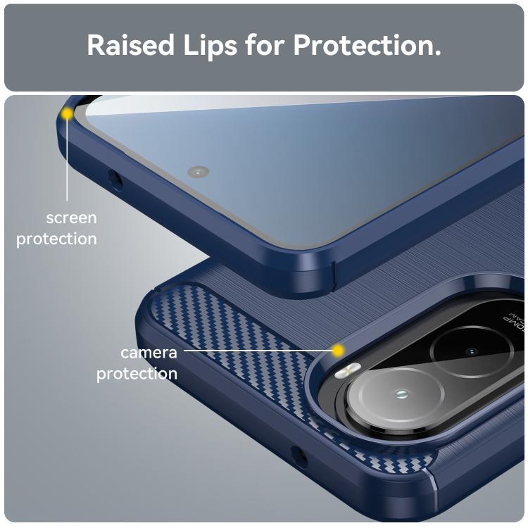 For Xiaomi Poco M7 Plus 5G Carbon Fiber Brushed Texture TPU Phone Case