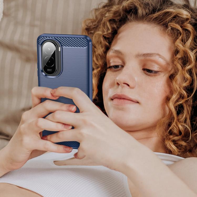 For Xiaomi Poco M7 Plus 5G Carbon Fiber Brushed Texture TPU Phone Case