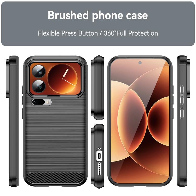For Xiaomi 17 Pro Carbon Fiber Brushed Texture TPU Phone Case