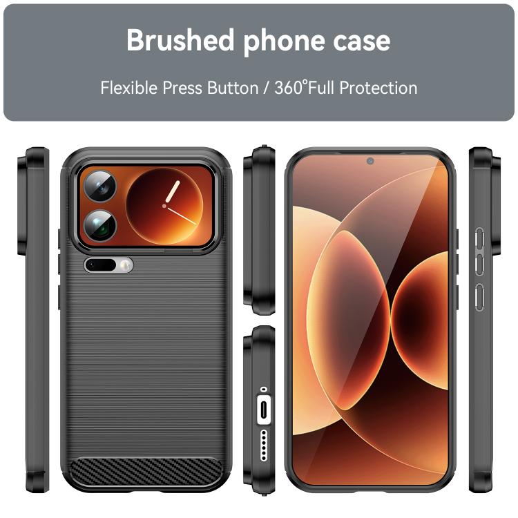For Xiaomi 17 Pro Max Carbon Fiber Brushed Texture TPU Phone Case
