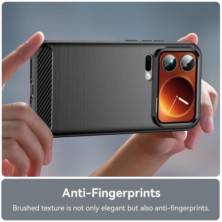 For Xiaomi 17 Pro Max Carbon Fiber Brushed Texture TPU Phone Case