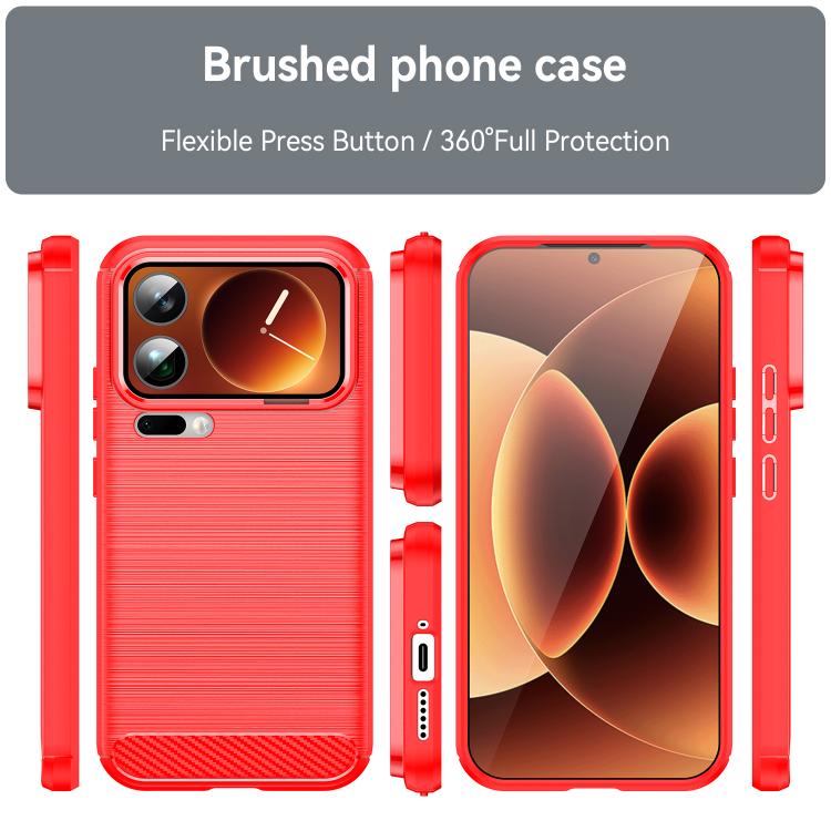 For Xiaomi 17 Pro Max Carbon Fiber Brushed Texture TPU Phone Case