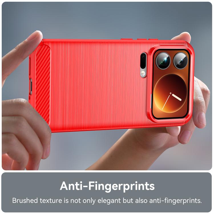 For Xiaomi 17 Pro Max Carbon Fiber Brushed Texture TPU Phone Case