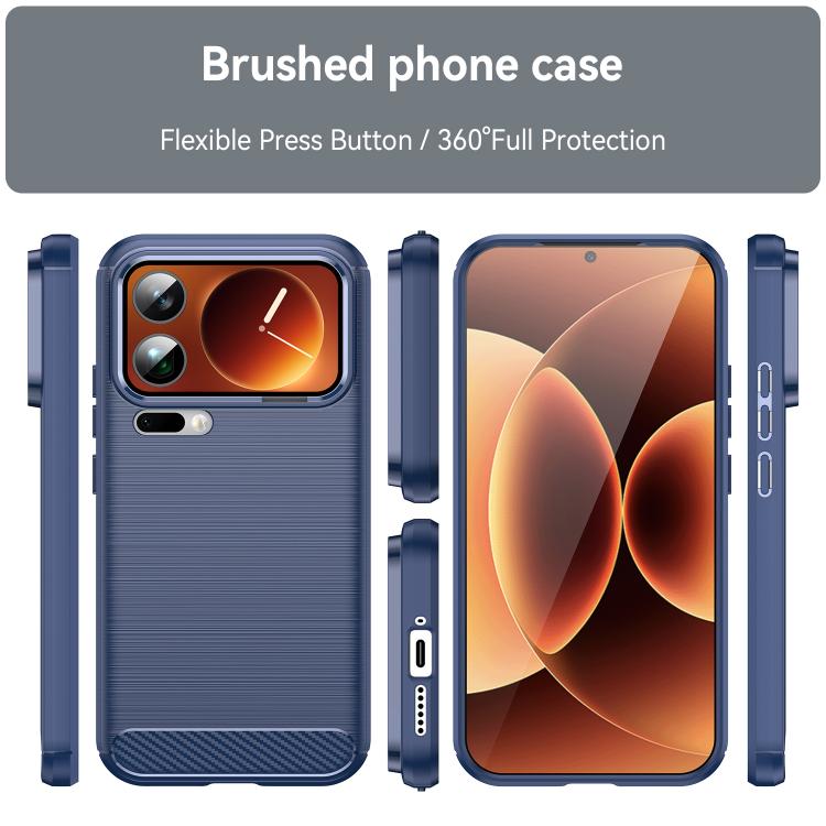 For Xiaomi 17 Pro Max Carbon Fiber Brushed Texture TPU Phone Case