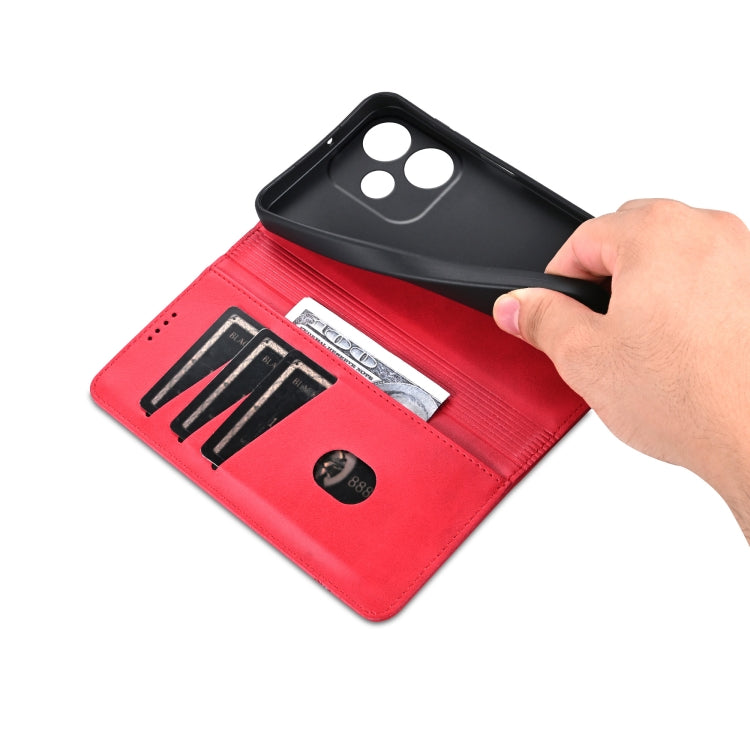 For Xiaomi Redmi Note 13R AZNS Magnetic Calf Texture Flip Leather Phone Case