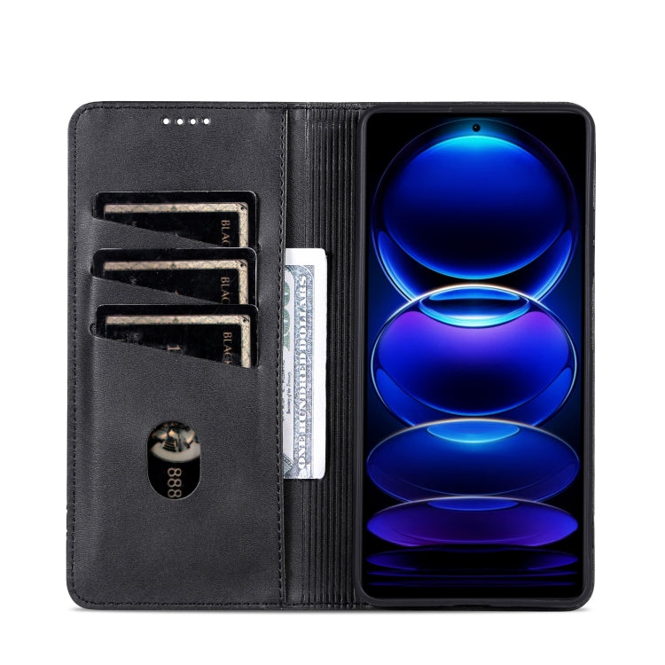 For Xiaomi Redmi Note 13R AZNS Magnetic Calf Texture Flip Leather Phone Case