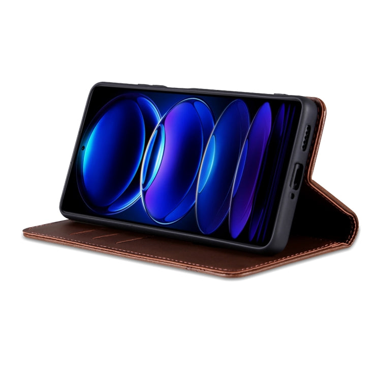 For Xiaomi Redmi Note 13R AZNS Magnetic Calf Texture Flip Leather Phone Case