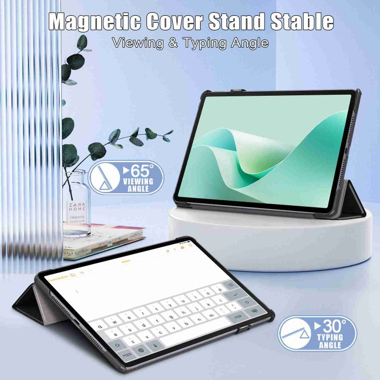 For Huawei MatePad 11.5S Custer Texture 3-Fold Holder Smart Leather Tablet Case