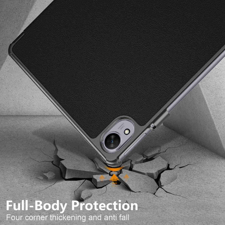 For Huawei MatePad 11.5S Custer Texture 3-Fold Holder Smart Leather Tablet Case