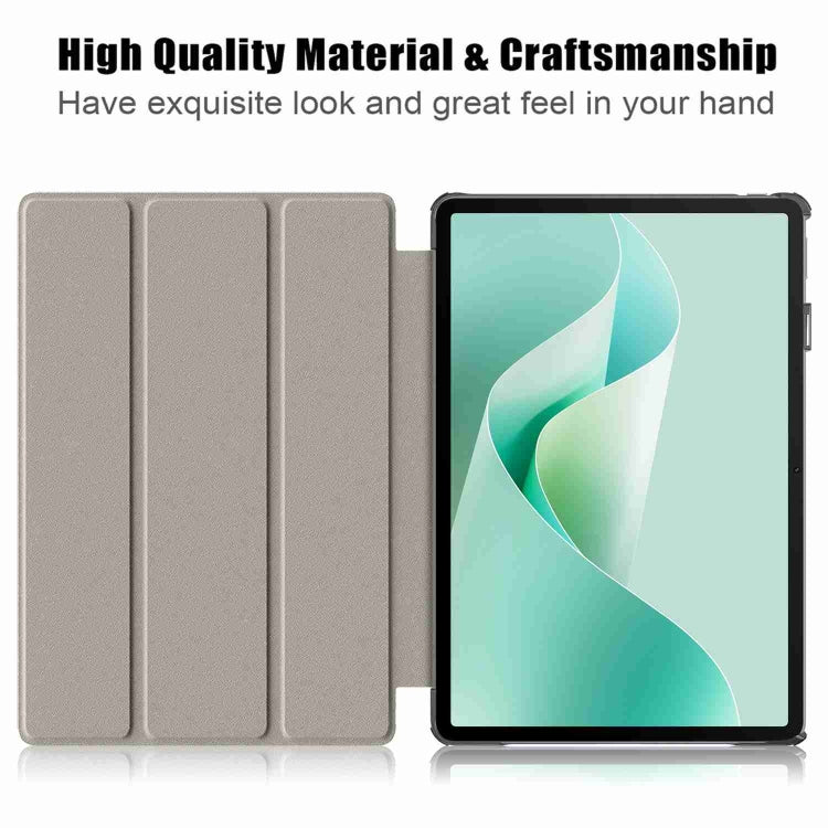 For Huawei MatePad 11.5S Custer Texture 3-Fold Holder Smart Leather Tablet Case