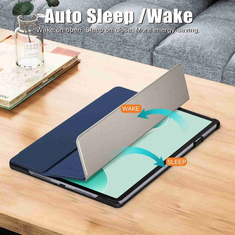 For Huawei MatePad 11.5S Custer Texture 3-Fold Holder Smart Leather Tablet Case