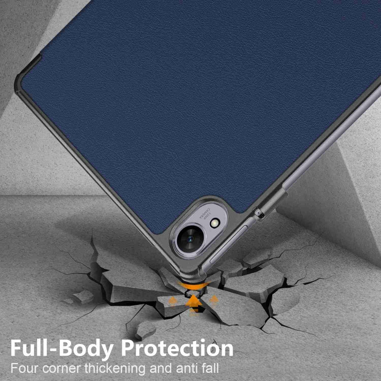 For Huawei MatePad 11.5S Custer Texture 3-Fold Holder Smart Leather Tablet Case