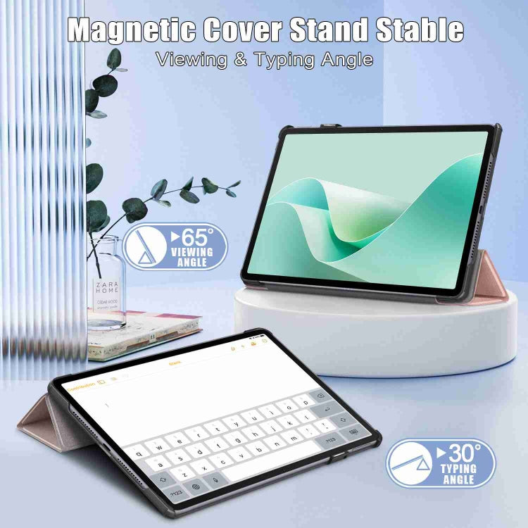 For Huawei MatePad 11.5S Custer Texture 3-Fold Holder Smart Leather Tablet Case