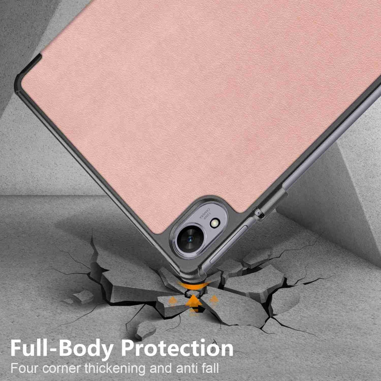 For Huawei MatePad 11.5S Custer Texture 3-Fold Holder Smart Leather Tablet Case