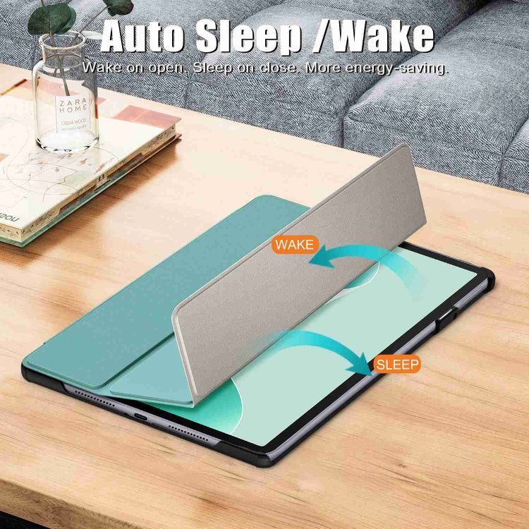 For Huawei MatePad 11.5S Custer Texture 3-Fold Holder Smart Leather Tablet Case