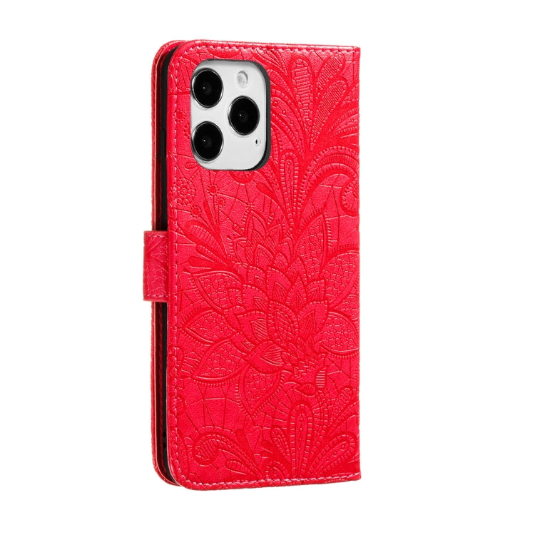 For iPhone 12 Pro Max Lace Flower Horizontal Flip Leather Case with Holder & Card Slots & Wallet & Photo Frame