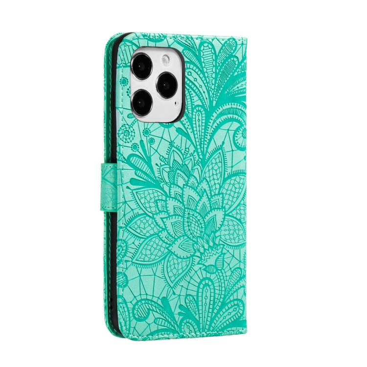 For iPhone 12 Pro Max Lace Flower Horizontal Flip Leather Case with Holder & Card Slots & Wallet & Photo Frame