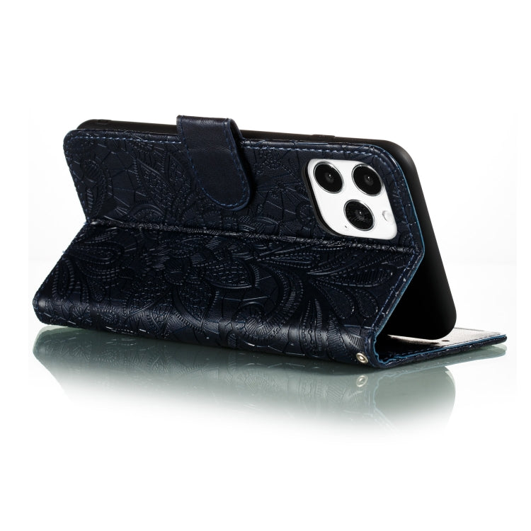 For iPhone 12 Pro Max Lace Flower Horizontal Flip Leather Case with Holder & Card Slots & Wallet & Photo Frame