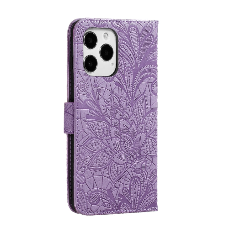 For iPhone 12 Pro Max Lace Flower Horizontal Flip Leather Case with Holder & Card Slots & Wallet & Photo Frame