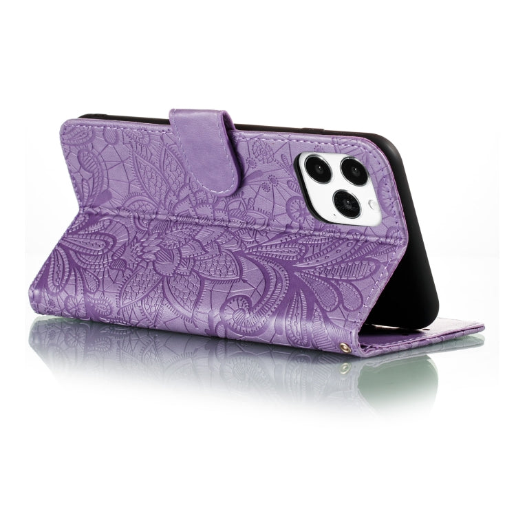 For iPhone 12 Pro Max Lace Flower Horizontal Flip Leather Case with Holder & Card Slots & Wallet & Photo Frame