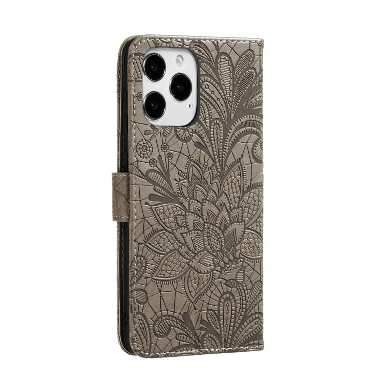 For iPhone 12 Pro Max Lace Flower Horizontal Flip Leather Case with Holder & Card Slots & Wallet & Photo Frame