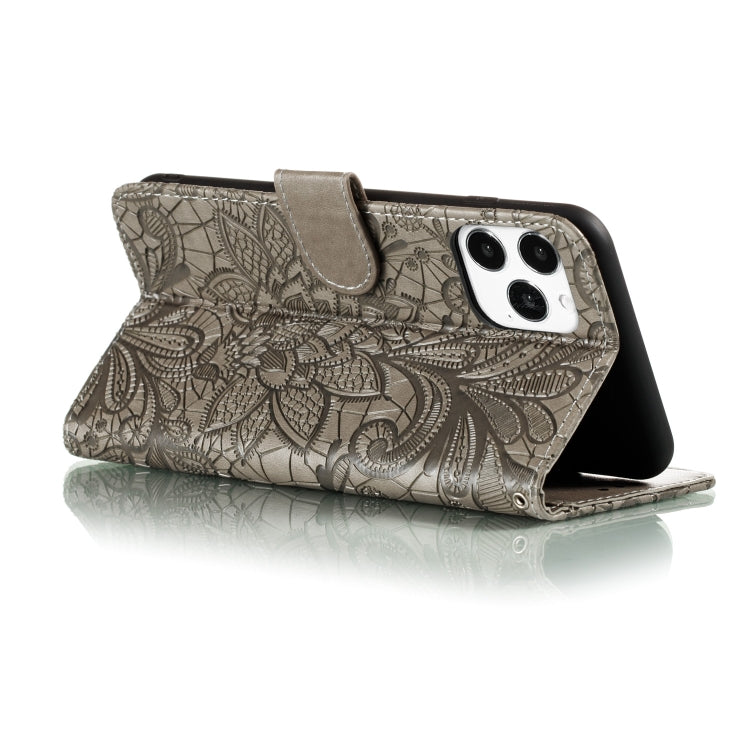 For iPhone 12 Pro Max Lace Flower Horizontal Flip Leather Case with Holder & Card Slots & Wallet & Photo Frame
